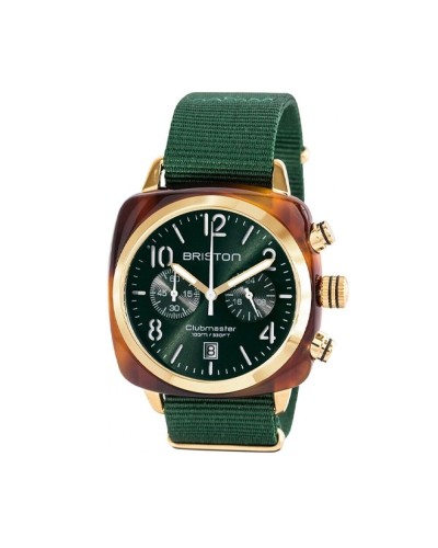 Briston Clubmaster Classic : Montre Homme Marron Écaille de Tortue Chronographe
