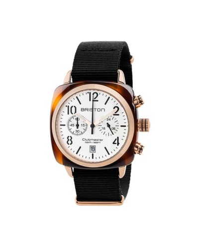 Briston Clubmaster Classic Chrono: Herrenuhr Schwarz, Zifferblatt Schildpatt
