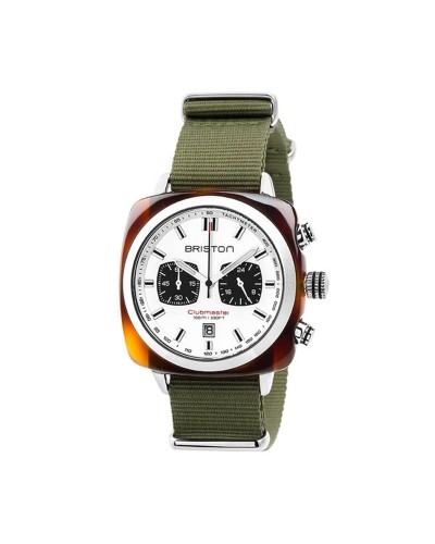 Briston Clubmaster Classic Steel Black NATO Green Man
