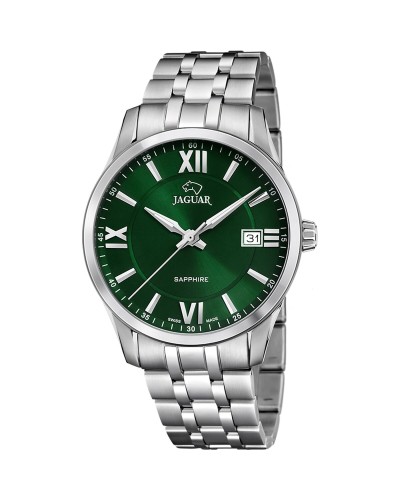 Jaguar J964/3: Reloj de Hombre Verde Plateado, Diseño Elegante
