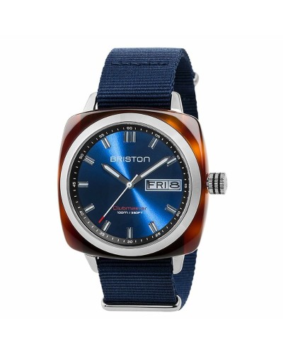 Briston Clubmaster Classic : Montre Homme Acier Écaille de Tortue, Bleu Marine, Quartz 40mm
