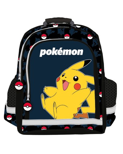 Mochila Escolar Pokémon Pokeball Azul Negro