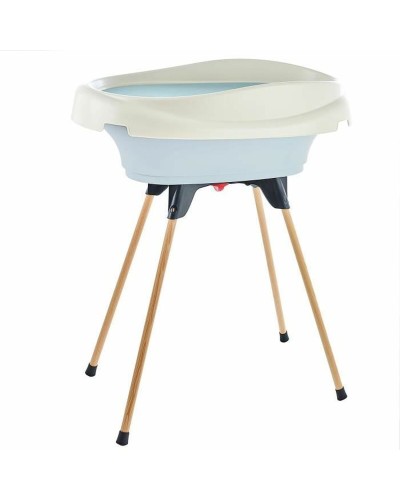 Wickelkommode 2 in 1 Hellblau mit Badewanne - Bequemes Babybad
