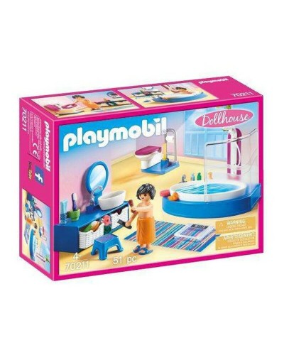 Playmobil Baño Casa de Muñecas 70211 - Juego de Muebles para Casa de Muñecas (51 Piezas)
