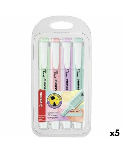 Stabilo Swing Cool Pastel - Set of 5 Multicolored Highlighters - Pocket-sized
