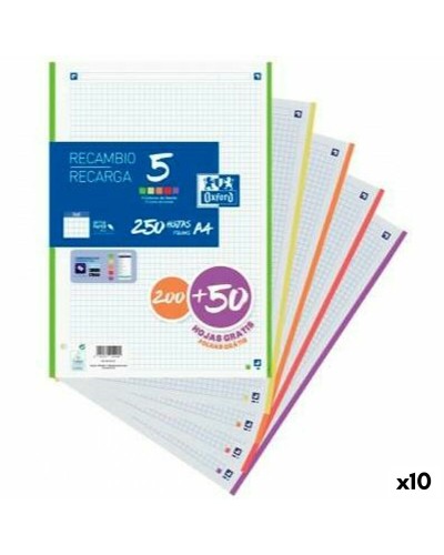Oxford Nachfüllpapier A4, Mehrfarbig, 250 Blatt - 10er Pack
