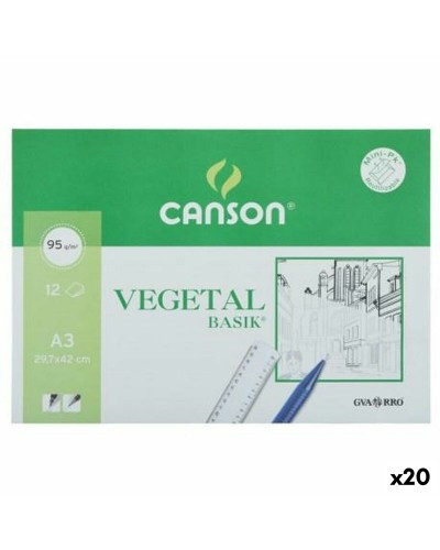 Canson Papel Vegetal A3, 12 Hojas - Set de 20 Bloques para Dibujo Técnico
