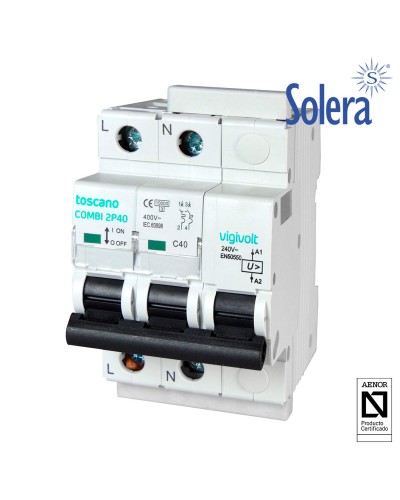 Solera Protección contra Sobretensiones Descargador 2P 230V Protección Doméstica
