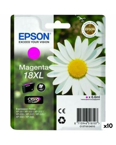 Epson 18XL Magenta Genuine Ink Cartridge - 10 Pack, High Capacity
