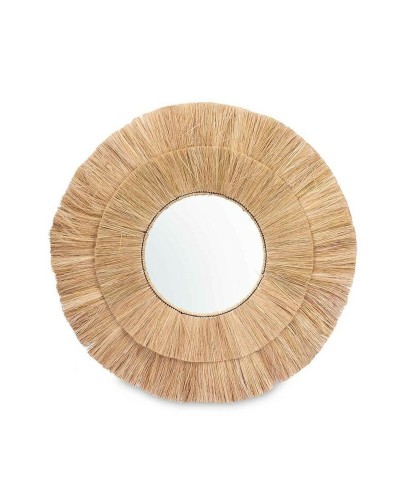 Miroir mural style herbe, 110 x 110 x 3 cm, en verre marron.
