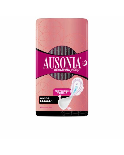 Ausonia Plus Ultra Noche: Compresas con Alas, Finas - 10 Unidades
