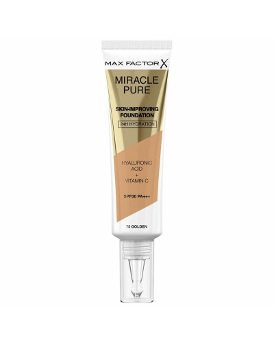 Flytande makeupbas Max Factor Miracle Pure 75-golden SPF 30 (30 ml)