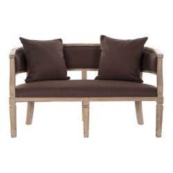 Sohva DKD Home Decor Ruskea Pellava Kumipuu Perinteinen (122 x 69 x 72 cm)