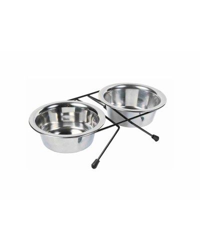 Cuenco para Perros Trixie de Acero Inoxidable Doble para Comida y Agua
