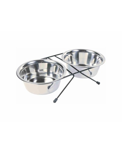 Trixie Black Double Bowl for Food and Water for Pets
