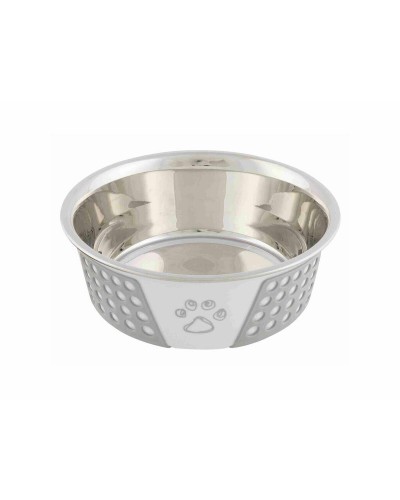 Cuenco para perros Trixie de silicona y acero inoxidable, 750 ml

