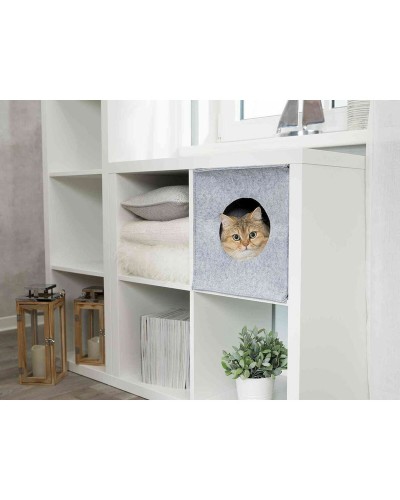 Cozy Trixie grey pet bed: comfortable retreat for your friend.
