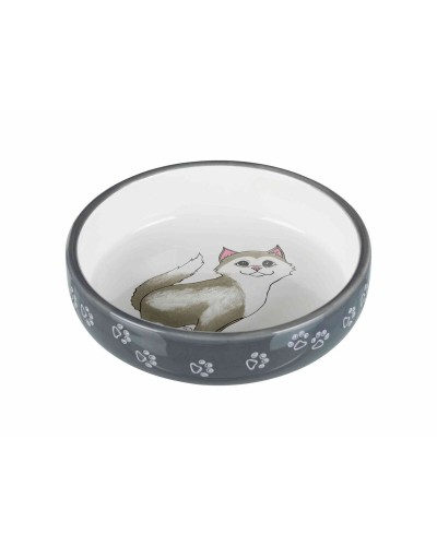 Ciotola per Gatti TRIXIE, Ceramica, Grigio/Bianco, 12 cm