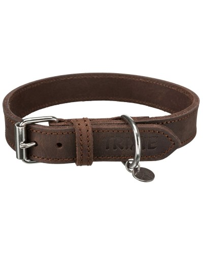 Collier Trixie Rustic M Marron Foncé, 37-44 cm, Réglable pour Chiens
