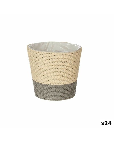 Vaso Gris Cuerda Plástico de 14 cm, 12,5 cm y 14 cm (Set de 24)

