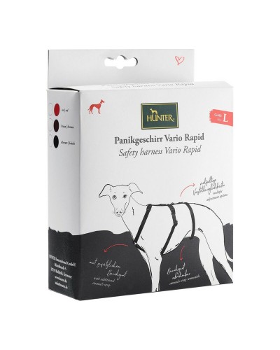 Arnés para Perro Hunter Safety VR, Rojo, L M/L, Ajustable 64-100 cm
