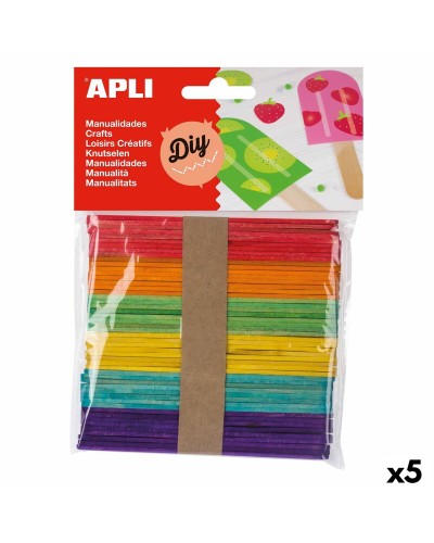 Materiaal voor handarbeid Apli Multicolour Hout 114 x 10 mm Ijsstokje (5 Stuks) (50 Stuks)
