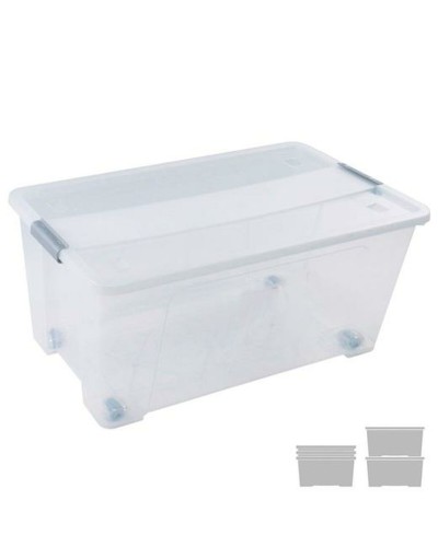 Caja de Almacenamiento Archivo 2000 transparente de 61 L con tapa - Apilable

