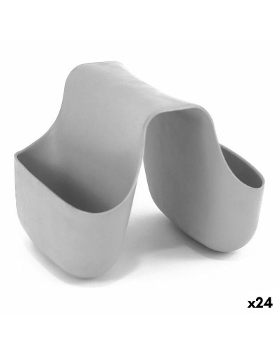 Portaestropajos de Fregadero Quttin Doble Gris, Silicona, 12,5 x 9,5 x 10 cm

