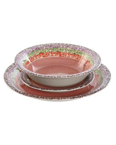 Ruokailuvälineet Home ESPRIT Pinkki Kivitavara 27 x 27 x 2 cm 18 Kappaletta