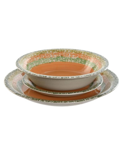Assiettes Home ESPRIT Orange 27x27 cm en Grès | Service de 18 Pièces
