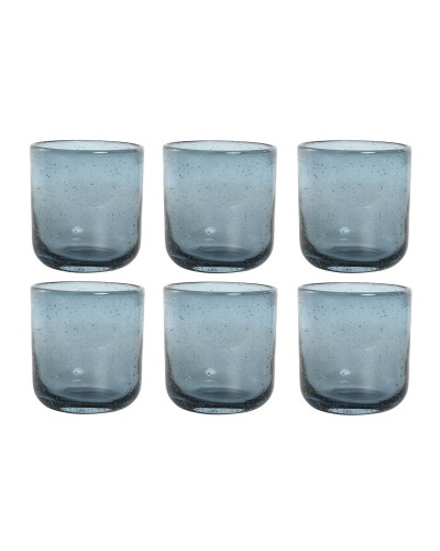 Juego de Vasos de Cristal Azul Home ESPRIT, 320 ml (6 Unidades)
