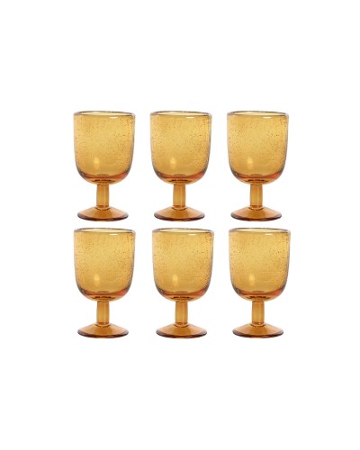 Setti laseja Home ESPRIT Meripihka Kristalli 300 ml 8 x 8 x 14 cm (6 osaa)