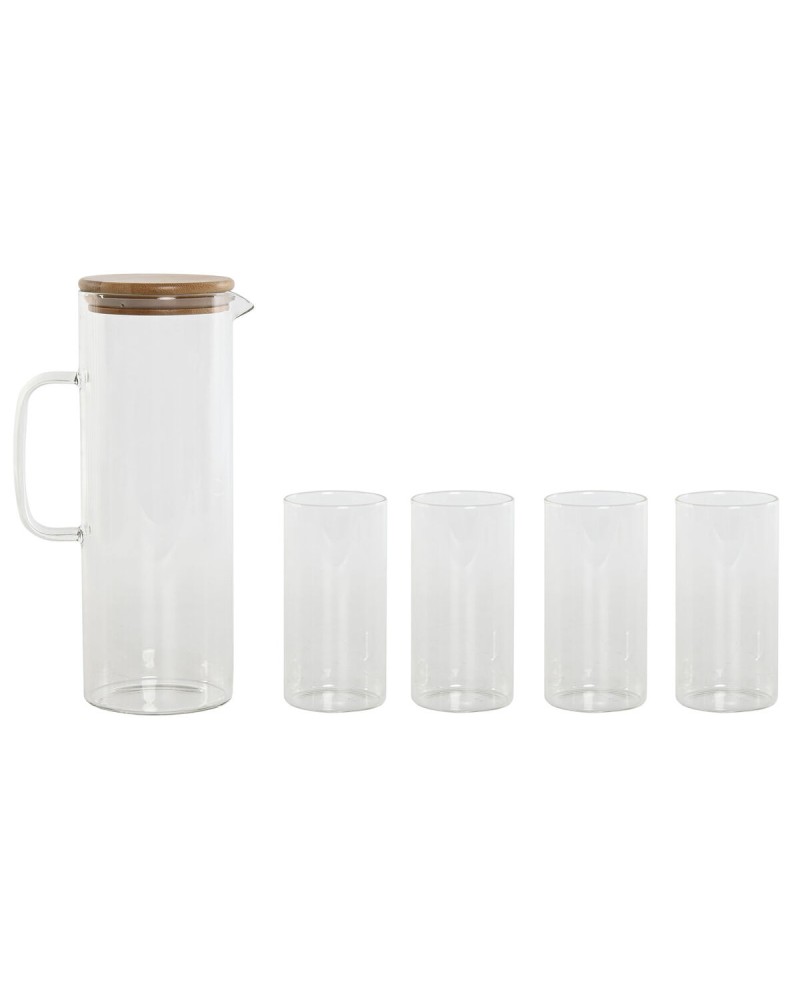 Set de Verres Home ESPRIT Transparent Bambou Verre Borosilicaté 210 ml