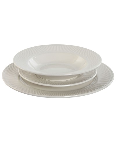 ESPRIT White Porcelain Dinner Set with Stripes, 18 Pieces (27 x 27 x 2 cm)
