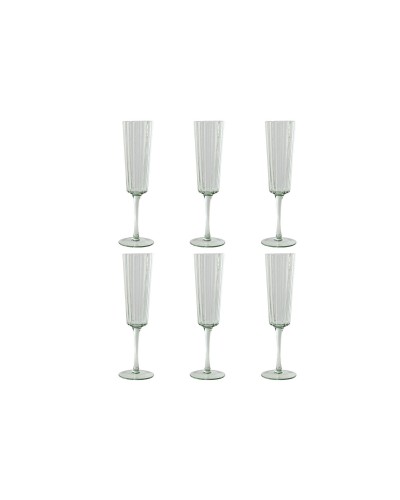 Home ESPRIT Glasses Green Crystal, 23.7 cm x 6 - Set of 6
