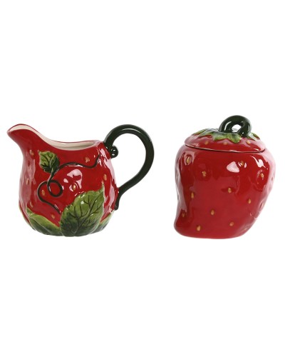 Juego de azucarero y lechera de gres rojo ESPRIT - 15x10x11cm, Set de 2
