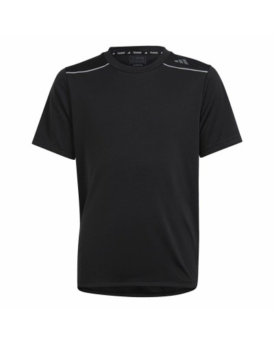 T-Shirt met Korte Mouwen voor kinderen Adidas Aeroready Zwart