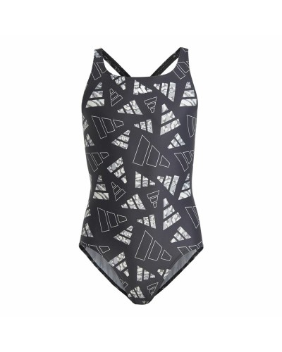 Adidas Costume Bambina Aop Bars Grigio - Swimsuit Sportivo
