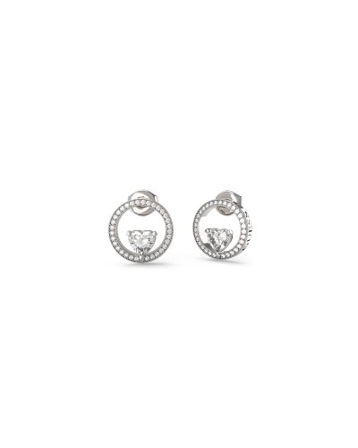 Guess Women's Silver Earrings JUBE04666JWRHT-U Logo Crystals
