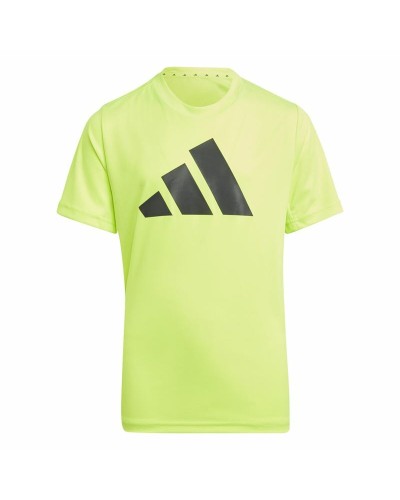 Adidas Kids T-Shirt Yellow Logo - Short Sleeves Training Sport
