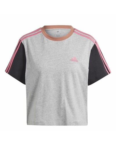 Adidas T-shirt Femme 3S Cr Gris - Manches Courtes Sport Fitness
