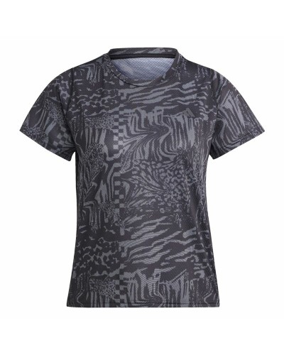 Adidas Damen T-Shirt Ri 3B Aop Schwarz - Kurzärmeliges Sportshirt
