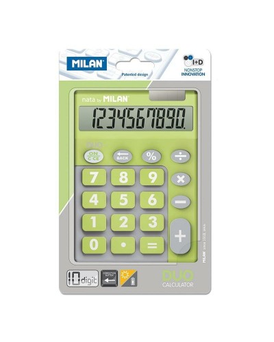 Calculatrice Milan DUO Verte - De poche, Double alimentation, 14.5cm
