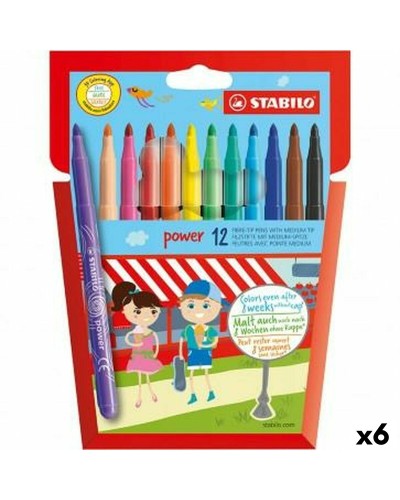 Stabilo POWER - Rotuladores Multicolores Punta Gruesa - Set de 6 Unidades
