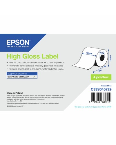 Etichette Epson C33S045729 Bianco Luminoso Ø 76.2mm - 18 Unità
