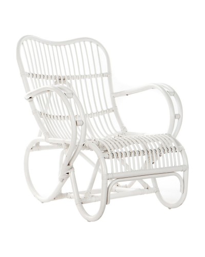 Nojatuoli DKD Home Decor 75 x 85 x 85 cm Valkoinen Rottinki