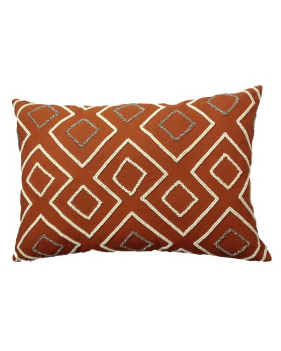 Kussenhoes DKD Home Decor 60 x 1 x 40 cm Terra cotta Geometrisch