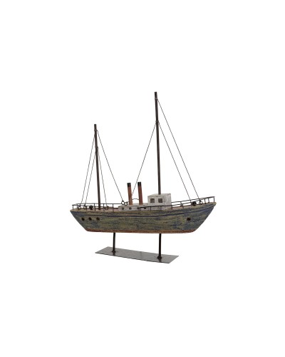 Statue Décorative DKD Home Decor Bateau Finition Vieillie Multicolore, 37,5 x 8,5 x 41 cm
