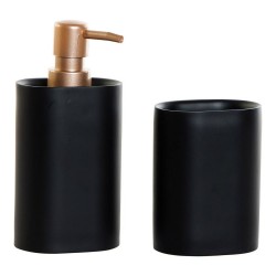 DKD Home Decor Glam Black Golden Bathroom Set, 2 Pieces, PVC and Resin, 8.5 x 6 x 18 cm
