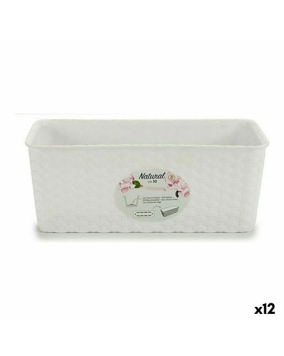 Pot de Balcon Rectangulaire en Plastique Stefanplast Blanc, 13 x 11 x 28,5 cm, Lot de 12
